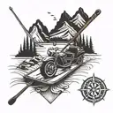 Billiards, Canoeing, Mountaineering, Camping, Motorcycle tattoo design idea