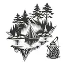 Billiards, Canoeing, Mountaineering, Camping, Motorcycle tattoo design idea