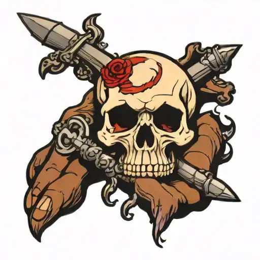 skull and bones on hand tattoo design idea