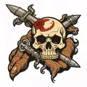 skull and bones on hand tattoo design idea