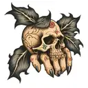 skull and bones on hand tattoo design idea