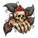 skull and bones on hand tattoo design idea