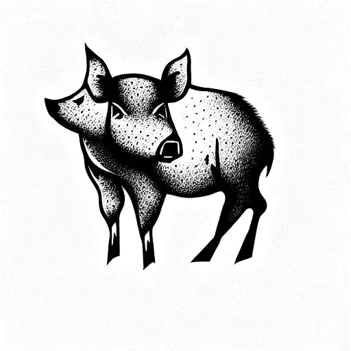 wild boar one line tattoo design idea