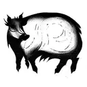 wild boar one line tattoo design idea