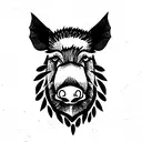 wild boar one line tattoo design idea