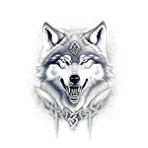 viking wolf, demon tattoo design idea