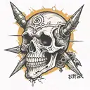 skull with bullet hole in temple tattoo design idea