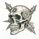 skull with bullet hole in temple tattoo design idea