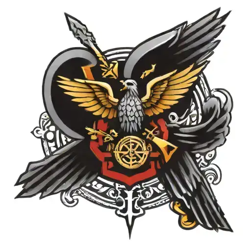 glock logo with wings and halo sitting on top tattoo design idea