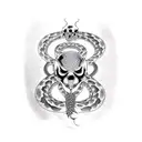 Snake half skull half skin tattoo design idea