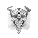 Snake half skull half skin tattoo design idea