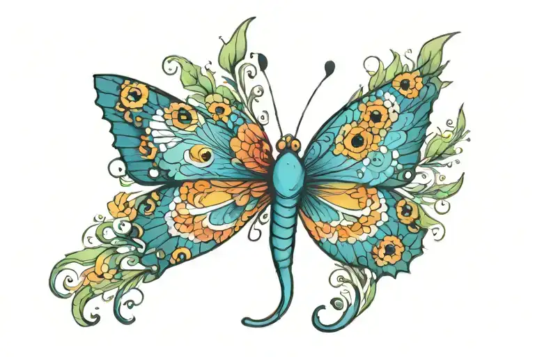 peacock butterfly made tattoo design idea
