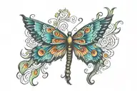peacock butterfly made tattoo design idea