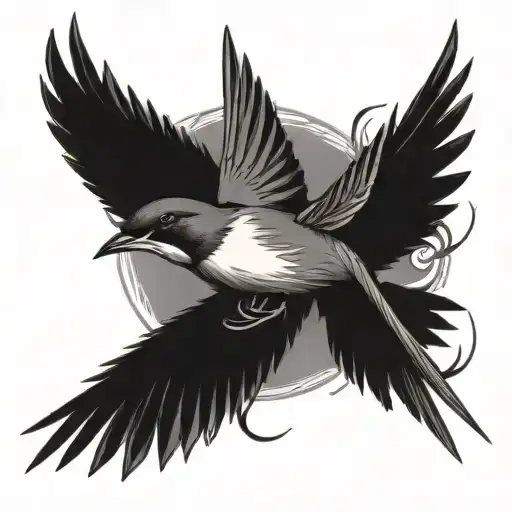 Classic swallow tattoo but dead from getting tangled in thorns tattoo design idea