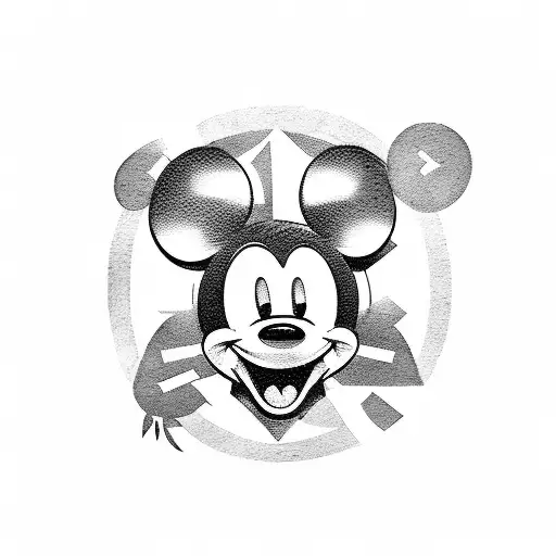crime mickey mouse money tattoo design idea