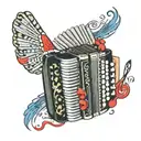 Accordion with croatian flag and music notes around tattoo design idea