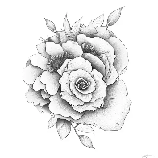 wine bottle flower  tattoo design idea