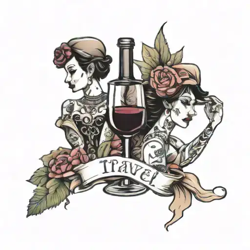 wine travel two daughters husband.  tattoo design idea