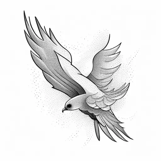 A detailed illustration of a soaring bird in flight tattoo design idea