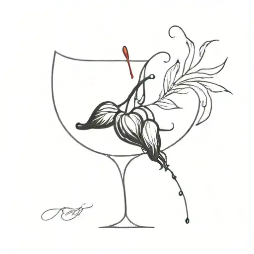 Black and red tattoo of bleeding heart where blood goes into wine glass, u can add some little red roses  tattoo design idea