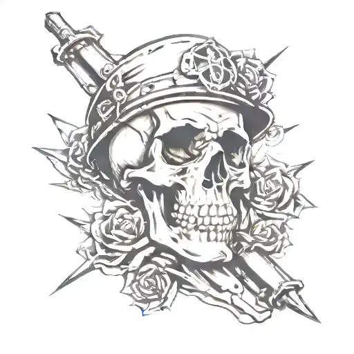 skull and rail road spike tattoo tattoo design idea