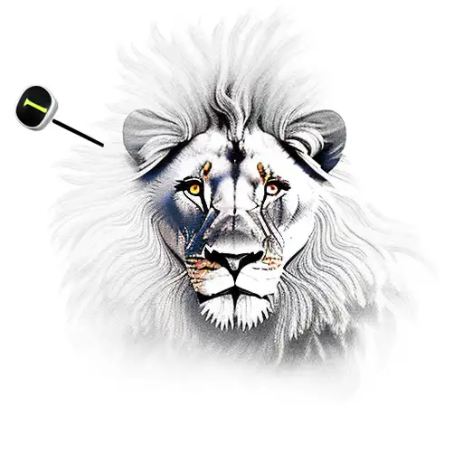 A majestic lion standing on a remote island surrounded by open water tattoo design idea