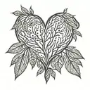 A geometric pattern of willow leaves and branches forming a heart shape, representing the client's love for her family tattoo design idea