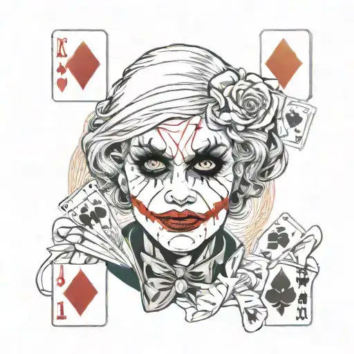 female joker card tattoo design idea