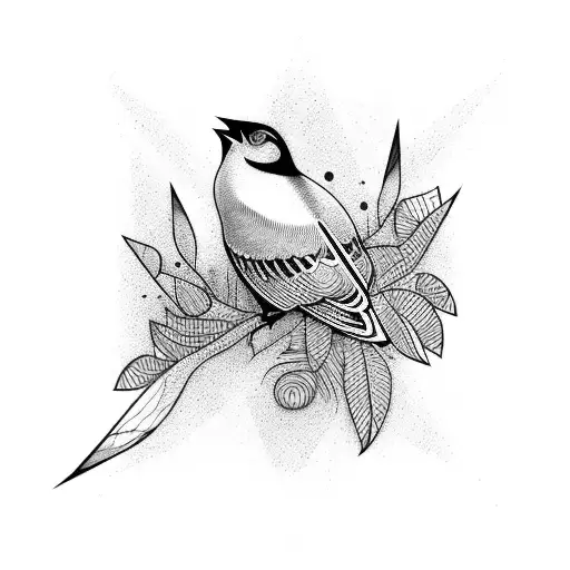 bird with red lines tattoo design idea