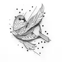 bird with red lines tattoo design idea