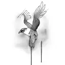 bird with red lines tattoo design idea