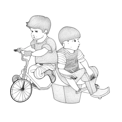 two boys on a tricycle tattoo design idea