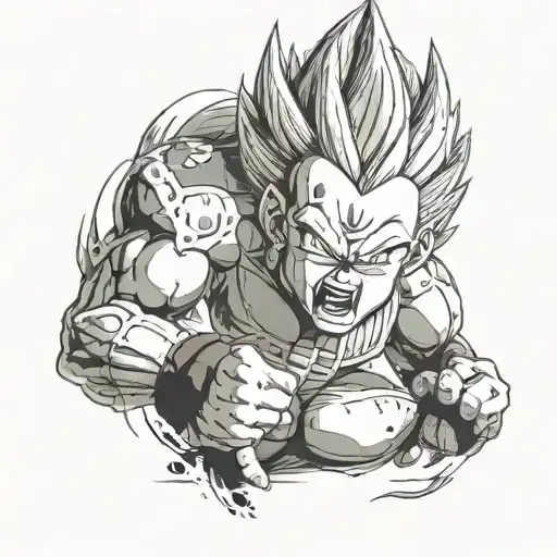 majin vegeta dragon ball z dark style tattoo tattoo design idea