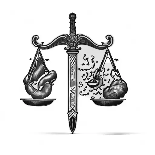 the scales of justice tattoo design idea