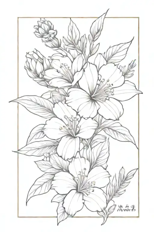 january birth flower with May birth flower bouquet tattoo design idea