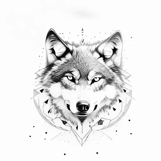wolf family mountain tattoo design idea