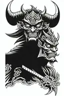 Yokai Demon samurai face tattoo design idea