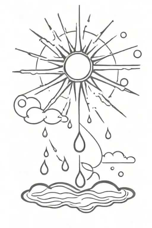 sun and raindrop tattoo design idea