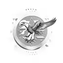 Combine the Corinthians FC logo with an eagle in a dynamic pose tattoo design idea