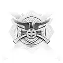 Combine the Corinthians FC logo with an eagle in a dynamic pose tattoo design idea