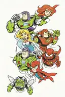 buzz lightyear, lightning McQueen, Mickey Mouse, tinker bell, Elsa, Spider-Man, winter soldier tattoo design idea
