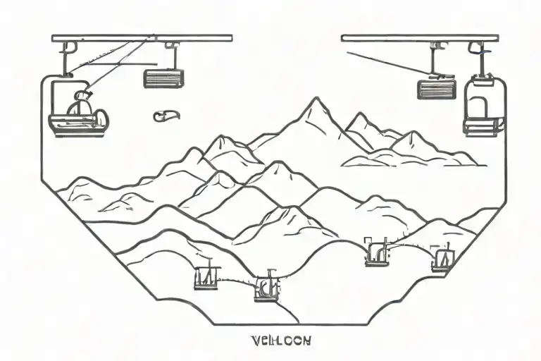 sea, mountain, VTT, diving, ski lift going tattoo design idea