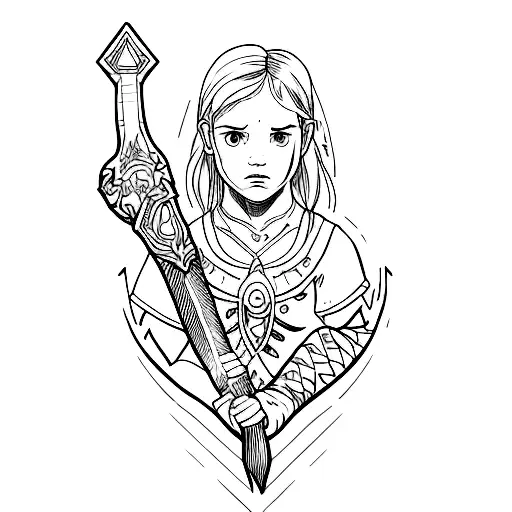 the Leviathan axe from god of war Ragnarok but with ellie's tattoo style from the last of us part 2 tattoo design idea