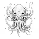 squid without its eye holding the eyeball with their tentacles tattoo design idea