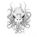 squid without its eye holding the eyeball with their tentacles tattoo design idea