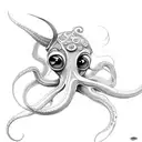 squid without its eye holding the eyeball with their tentacles tattoo design idea