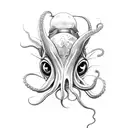 squid without its eye holding the eyeball with their tentacles tattoo design idea