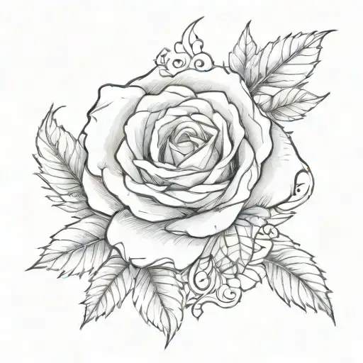 The letter K and a rose tattoo design idea