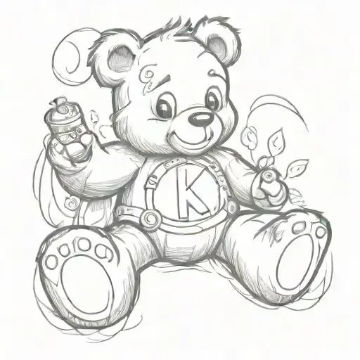 The letter K and a care bear tattoo design idea