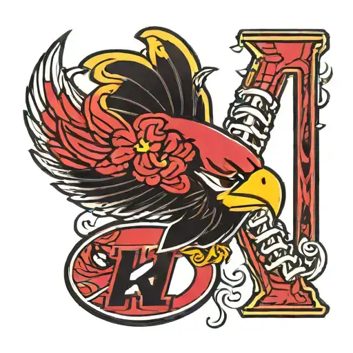 A unique design incorporating the logos of the Steelers, Braves, and Gamecocks intertwined with the letter K tattoo design idea